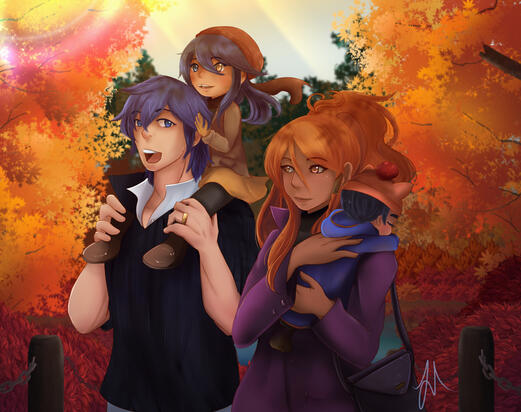 Family Walk in Fall